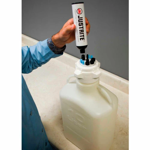 Justrite 12822 VaporTrap™ Carboy With Filter, HDPE, 13.5-Liter, 8 Ports - Image 2