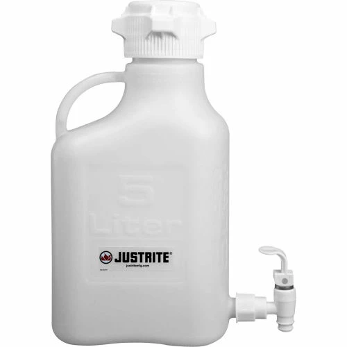 Justrite 12914 Carboy With Spigot, HDPE, 5-Liter