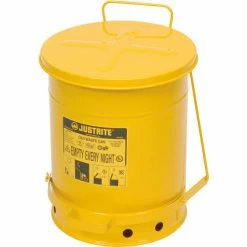 Justrite 10 Gallon Oily Waste Can, Yellow - 09301