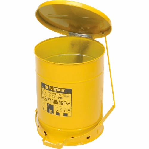 Justrite 10 Gallon Oily Waste Can, Yellow - 09301 - Image 2
