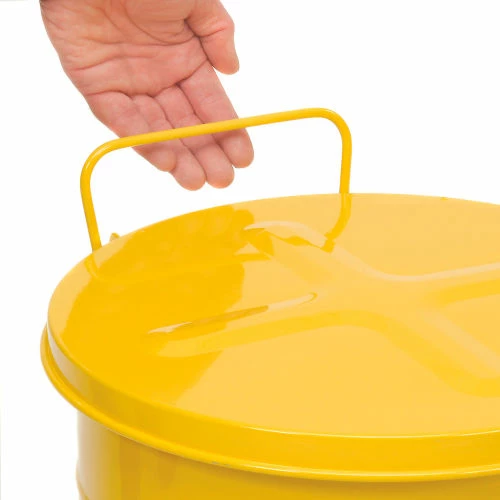 Justrite 10 Gallon Oily Waste Can, Yellow - 09301 - Image 4