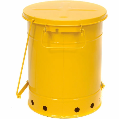 Justrite 10 Gallon Oily Waste Can, Yellow - 09301 - Image 6