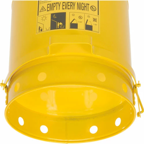 Justrite 10 Gallon Oily Waste Can, Yellow - 09301 - Image 8