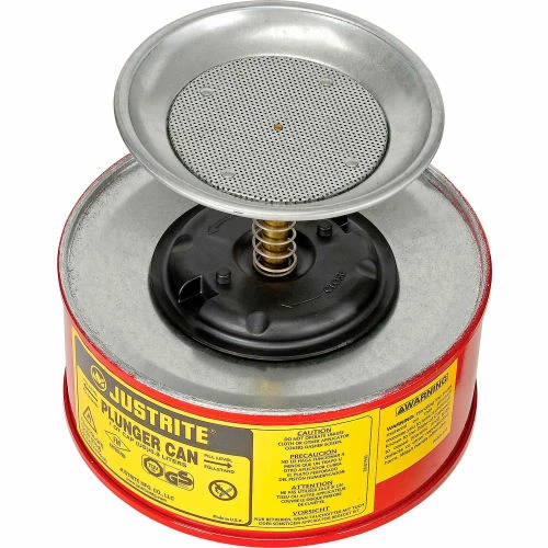 Justrite Safety Plunger Can - 1 Quart Steel, 1010-8 - Image 2