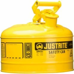Justrite Safety Can Type I-2-1/2 Gallon Galvanized Steel, Yellow, 7125200