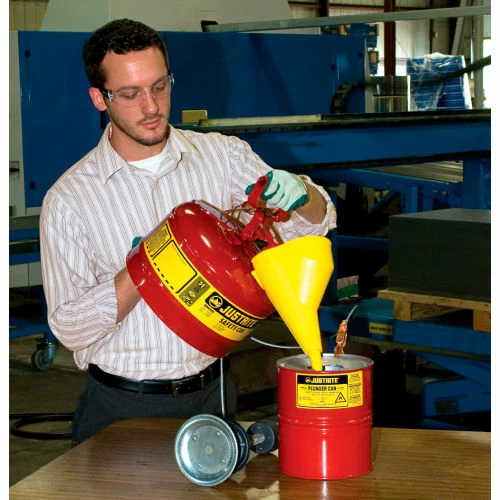 Justrite® Safety Can Type I-2-1/2 Gallon Galvanized Steel with Funnel, Red, 7125110 - Image 3