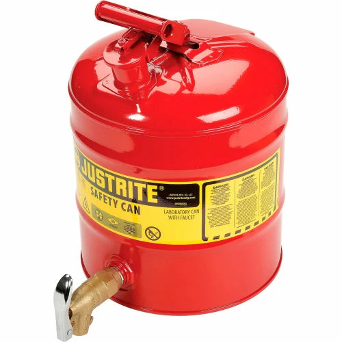Justrite® 5 Gallon Safety Shelf Can with Bottom Faucet 08902, 7150150 - Image 2