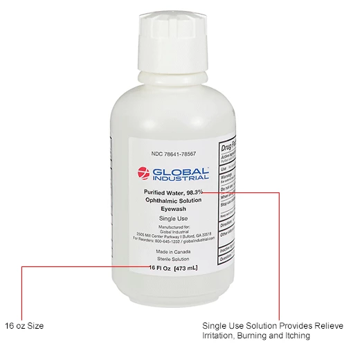 Global Industrial Emergency Eyewash, 16 Oz., 1 Bottle - Image 3