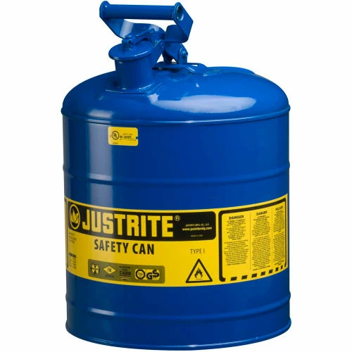 Justrite® Type I Steel Safety Can, 5 Gallon (19L), Self-Close Lid, Blue, 7150300 - Image 2