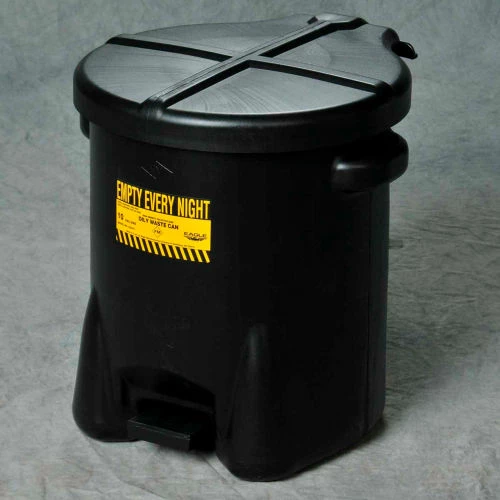Eagle Mfg Eagle 10 Gallon Poly Waste Can W/ Foot Lever, Black