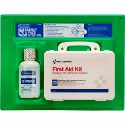 PhysiciansCare Eyewash Station, Single 16 oz. Screw Cap Bottle, with OSHA First Aid Kit