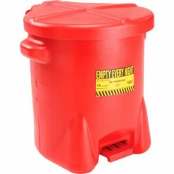Eagle Mfg Eagle 14 Gallon Poly Waste Can W/ Foot Lever, Red - 937FL