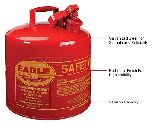 Eagle Mfg Eagle Type I Safety Can - 5 Gallon with Funnel - Red - Image 10