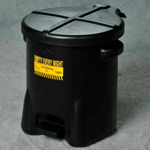 Eagle Mfg Eagle 10 Gallon Poly Waste Can W/ Foot Lever, Black - Image 3