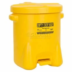 Eagle Mfg Eagle 14 Gallon Poly Waste Can W/ Foot Lever, Yellow - 937FLY