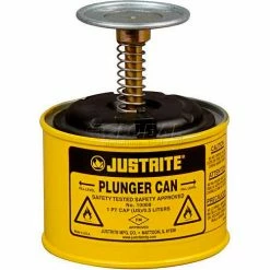 Justrite Plunger Can, 1-Pint, Yellow, 10018