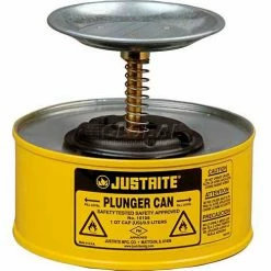 Justrite Plunger Can, 1-Quart, Yellow, 10118