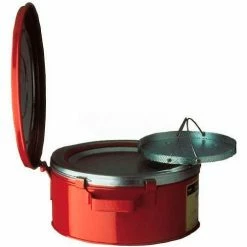 Justrite Bench Can, 1-Gallon, w/ Basket, Red, 10370