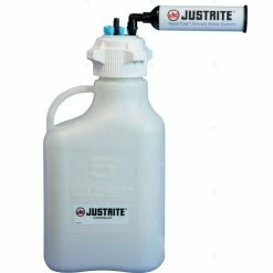 Justrite 12806 VaporTrap™ Carboy With Filter Kit, HDPE, 5-Liter, 7 Ports