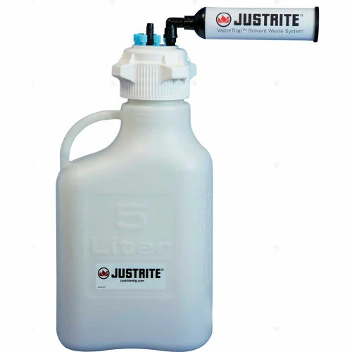 Justrite 12806 VaporTrap™ Carboy With Filter Kit, HDPE, 5-Liter, 7 Ports