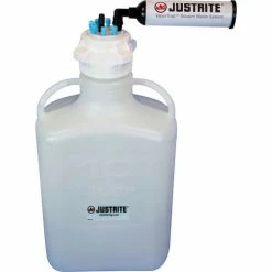 Justrite 12807 VaporTrap™ Carboy With Filter Kit, HDPE, 10-Liter, 7 Ports