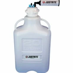 Justrite 12808 VaporTrap™ Carboy With Filter Kit, HDPE, 20-Liter, 7 Ports
