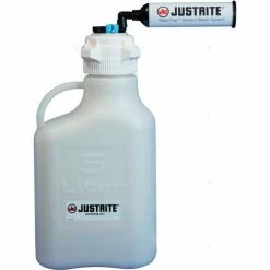 Justrite 12811 VaporTrap™ Carboy With Filter Kit, HDPE, 20-Liter, 7 Ports
