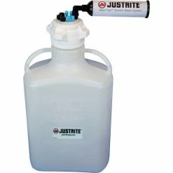 Justrite 12812 VaporTrap™ Carboy With Filter Kit, HDPE, 13.5-Liter, 7 Ports