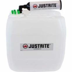 Justrite 12836 VaporTrap™ UN/DOT Carboy With Filter Kit, HDPE, 13.5-Liter, 6 Ports