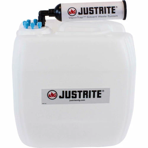 Justrite 12838 VaporTrap™ UN/DOT Carboy With Filter Kit, HDPE, 13.5-Liter, 6 Ports