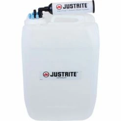 Justrite 12841 VaporTrap™ UN/DOT Carboy With Filter Kit, HDPE, 20-Liter, 7 Ports