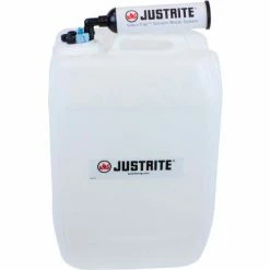 Justrite 12843 VaporTrap™ UN/DOT Carboy With Filter Kit, HDPE, 20-Liter, 7 Ports
