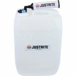 Justrite 12845 VaporTrap™ UN/DOT Carboy With Filter Kit, HDPE, 20-Liter, 8 Ports
