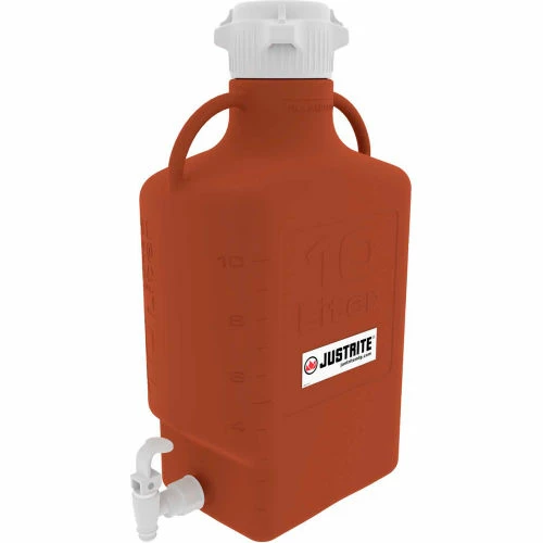 Justrite 12925 Carboy With Spigot, HDPE, 10-Liter
