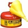 Justrite® Type I Steel Safety Can With Funnel, 1 Gallon (4L), Self-Close Lid, Red, 7110110