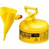 Justrite® Type I Steel Safety Can With Funnel, 1 Gallon (4L), Self-Close Lid, Yellow, 7110210