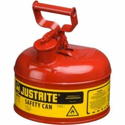Justrite® Type I Steel Safety Can With Funnel, 1 Gallon (4L), Self-Close Lid, Blue, 7110310