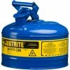Justrite® Type I Steel Safety Can, 2.5 Gallon (9.5L), Self-Close Lid, Blue, 7125300