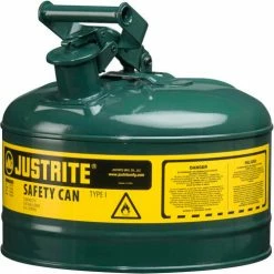 Justrite® Type I Steel Green Safety Can With Self-Close Lid, 2.5 Gallon (9.5L)