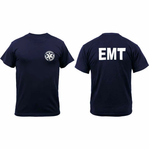 Kemp USA Navy Size Medium EMT Shirt Printed Front And Back