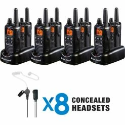 Midland® Business Radio Set Includes 4 Chargers and 8 Radios W/ Headsets, Black