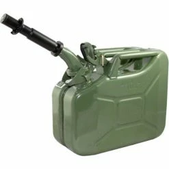 Wavian Jerry Can w/Spout & Spout Adapter, Green, 10 Liter/2.64 Gallon Capacity - 3014